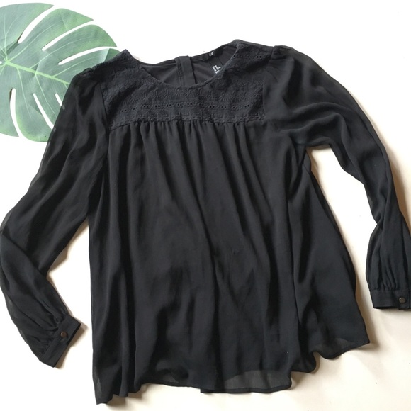 H&M black career exposed zipper lace top - Picture 1 of 7